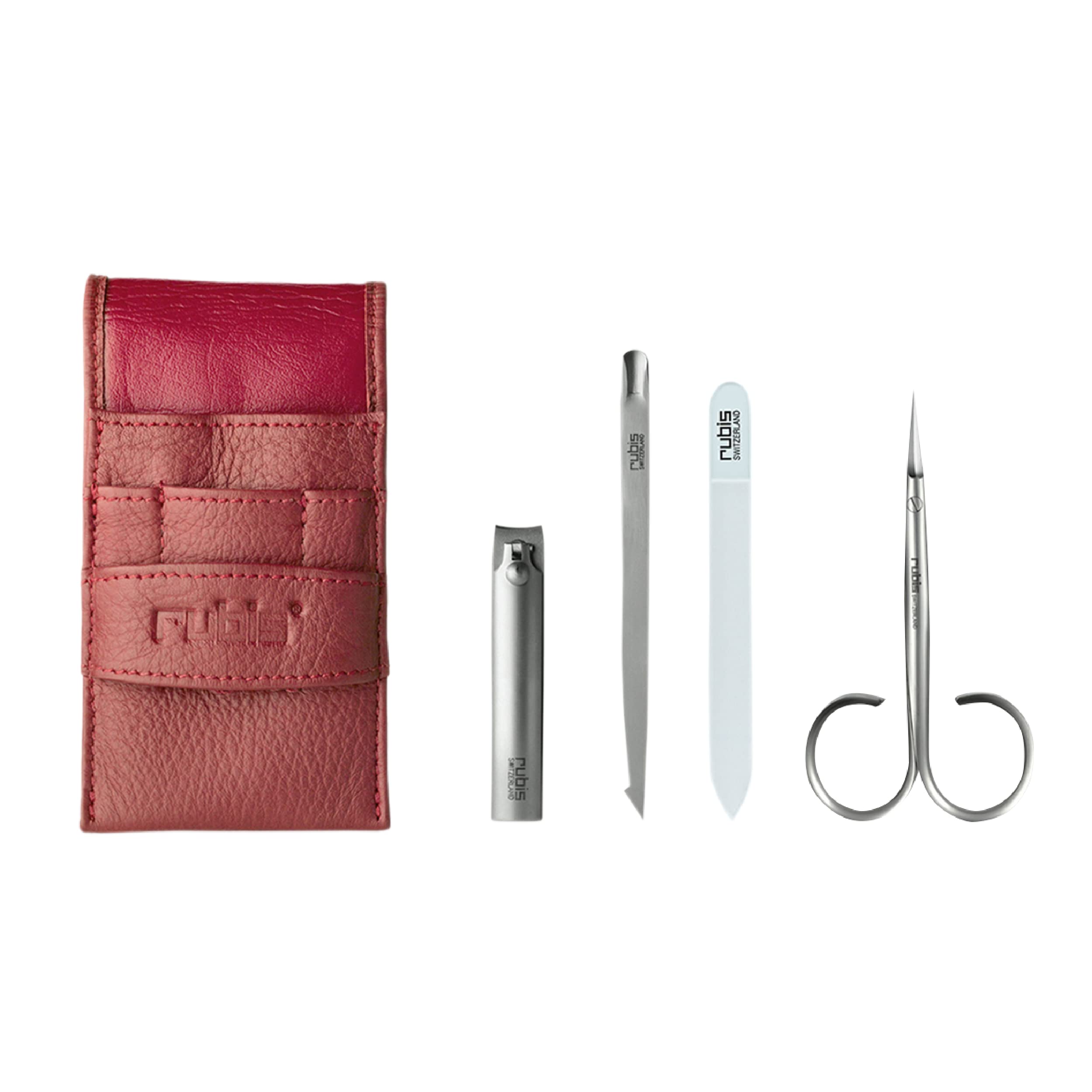 rubis SWITZERLAND マニキュアセット 爪切り Amazon | [ルビス] マニキュアセット 4点セット レッド レザーケース